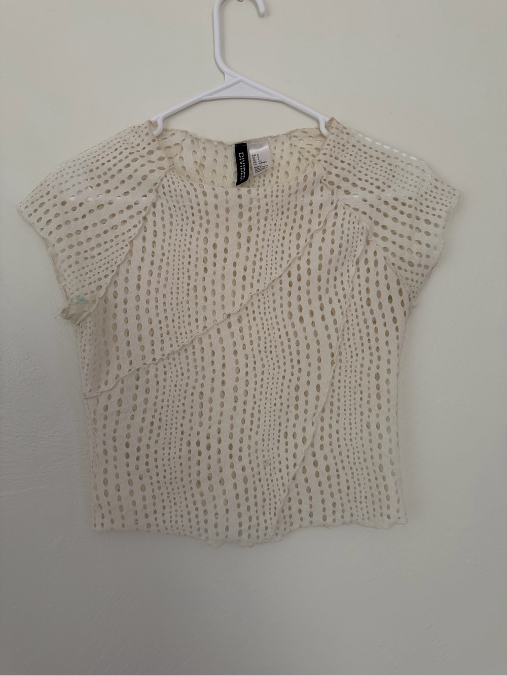 H&M Cream Eyelet Short Sleeve Blouse